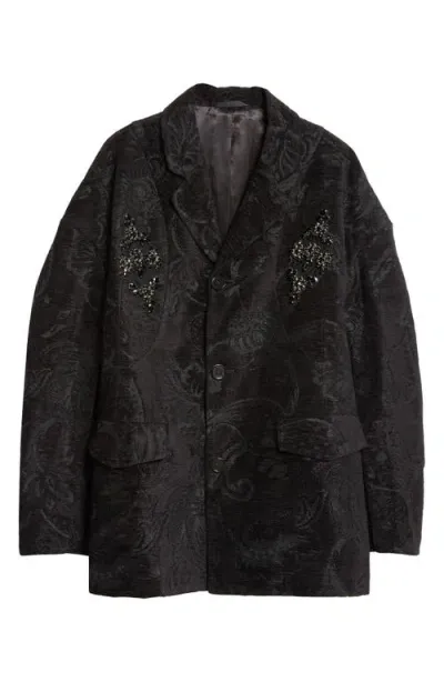 Simone Rocha Boxy Armour Jacquard Sport Coat In Black/jet