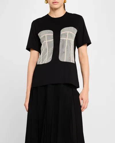 Simone Rocha Bustier Paneled Short-sleeve T-shirt In Black Nude