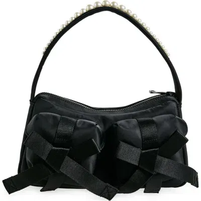 Simone Rocha Classic Bow Satin Shoulder Bag In Black