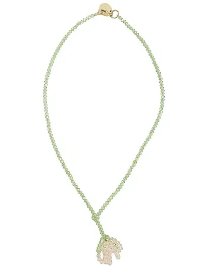 Simone Rocha Cluster Crystal Flower Necklace In Green