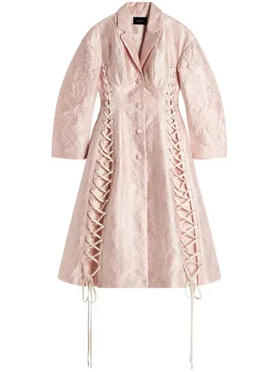 Simone Rocha Corset Lace-up Coat In Pink Light