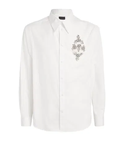 Simone Rocha Cotton Crystal-embellished Shirt In White/clear