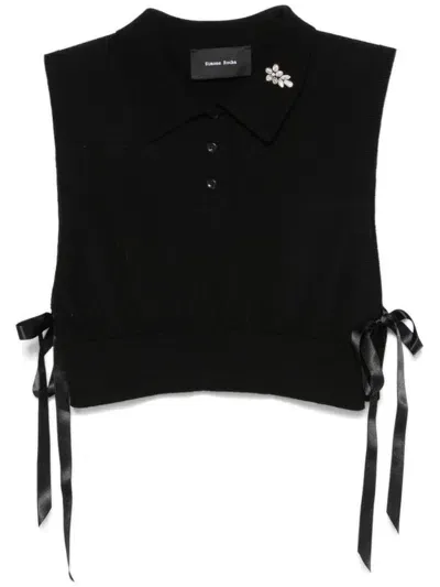 Simone Rocha Cropped Polo Vest In 黑色