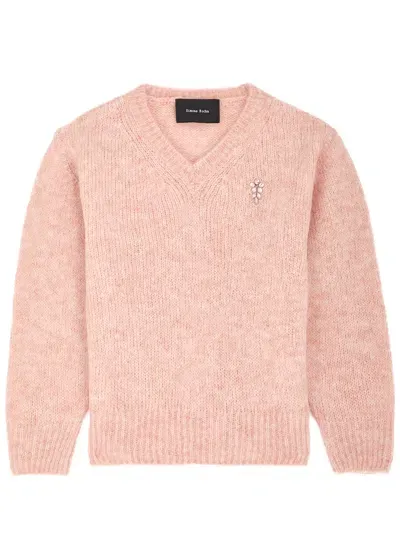 Simone Rocha Crystal-embellished Alpaca-blend Jumper In Roselt Rose - Roselt Rose