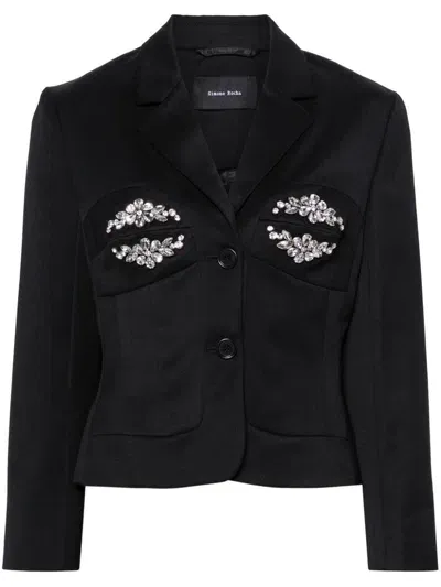 Simone Rocha Crystal-embellished Blazer In Black