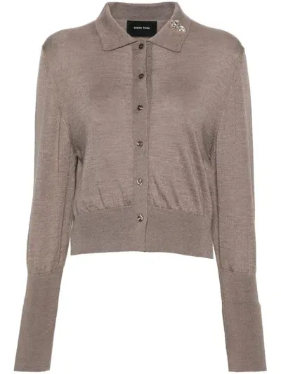 Simone Rocha Crystal-embellished Cardigan In Brown