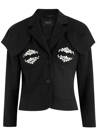 Simone Rocha Crystal-embellished Woven Jacket In Black