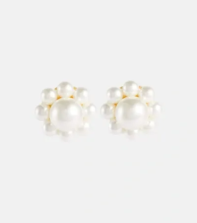 Simone Rocha Daisy Stud Earrings In Pearl