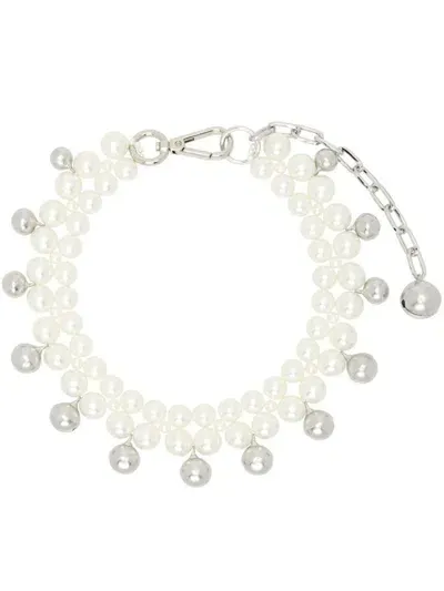 Simone Rocha Double Bell Charm And Pearl Necklace In White