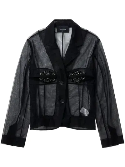 Simone Rocha Embellished Bust Fitted Jacket In Black