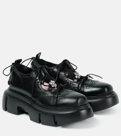 Simone Rocha Embellished Leather Platform Brogues In Black