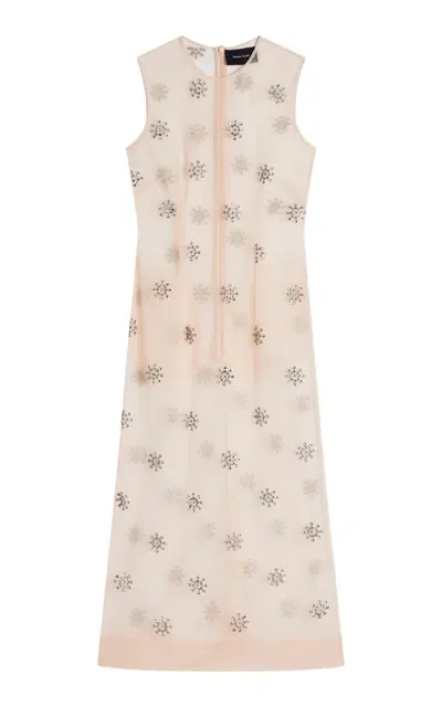 Simone Rocha Embellished Mesh Midi Dress In Neutral