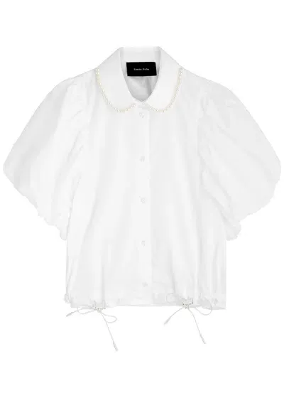 Simone Rocha Faux Pearl-trimmed Cotton Shirt In White