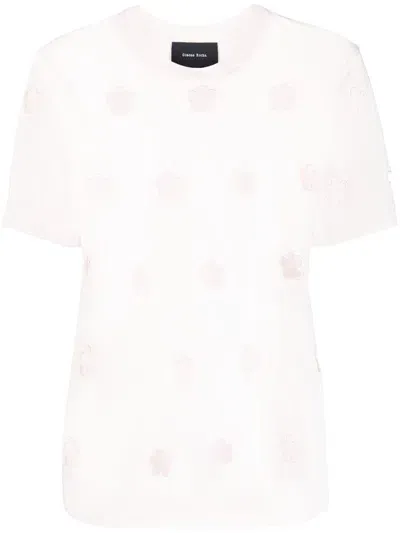 Simone Rocha Floral Cut-out T-shirt In Rosa