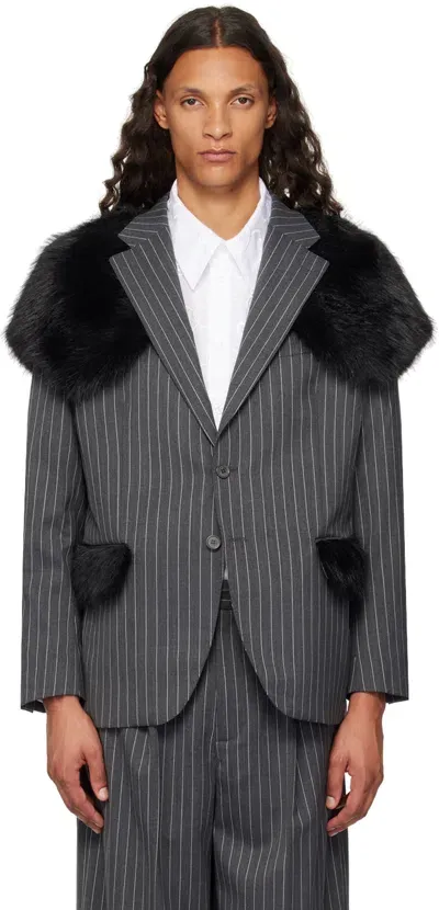 Simone Rocha Gray Pinstripe Classic Blazer In Grey