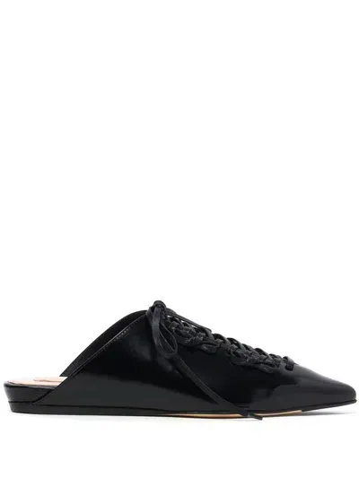 Simone Rocha Lace-up Mules In Black