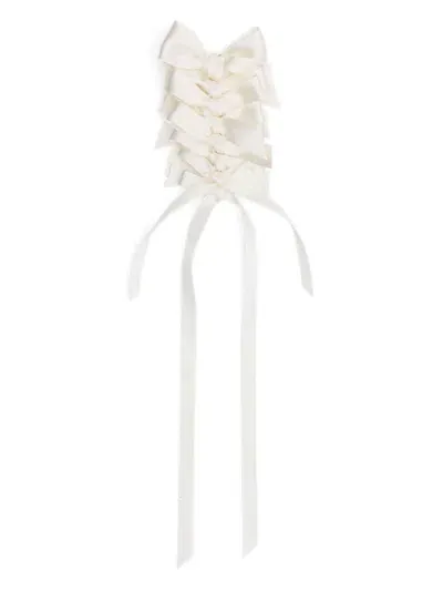 Simone Rocha Long Rosette Bow Brooch In 白色