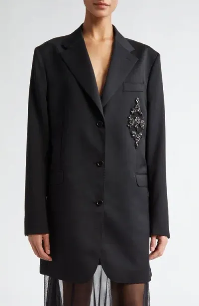 Simone Rocha Longline Jacket In Black/jet