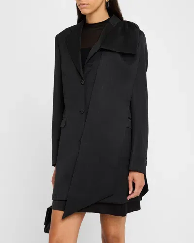 Simone Rocha Longline Wool-blend Jacket With Bow Detail In Charcoal