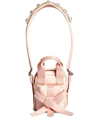 Simone Rocha Mini Beaded Classic Bow Crossbody Bag In Pink