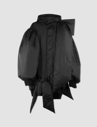 Simone Rocha Oversized Bomber Jacket With Bow Detail In Black