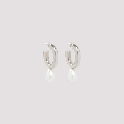 Simone Rocha Pearl Egg Hoop Earrings In Silver Pearl