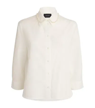 Simone Rocha Pearl-embellished Cropped Shirt In White