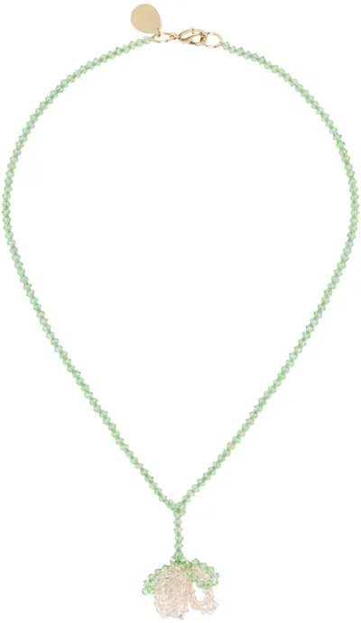 Simone Rocha Pink & Green Cluster Flower Necklace In Nude/mint