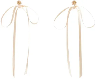 Simone Rocha Pink Bow Ribbon Stud Earrings In Nude/rose