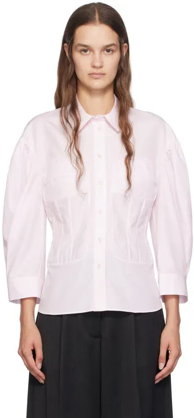 Simone Rocha Pink Corset Seam Shirt In Pale Pink