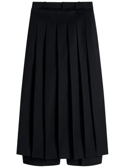 Simone Rocha Pleated Apron Overlay Trousers In Black