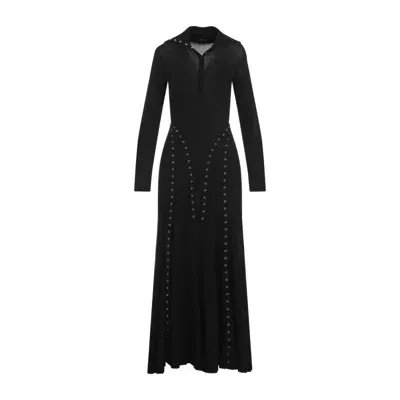 Simone Rocha Ribbed Multi Snap Bias Cut Dress In Black