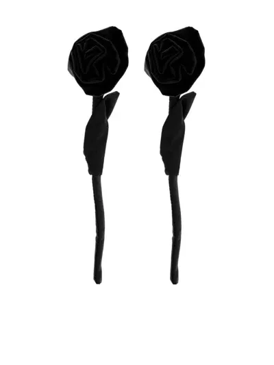 Simone Rocha Rose Drop Earrings In Black