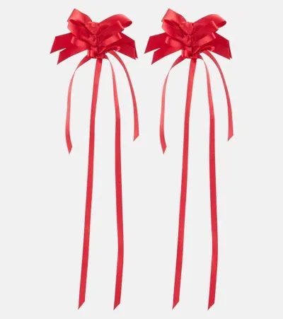 Simone Rocha Rosette Bow Drop Earrings In Red