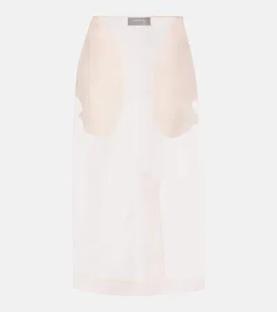 Simone Rocha Silk Organza Pencil Skirt In Pink