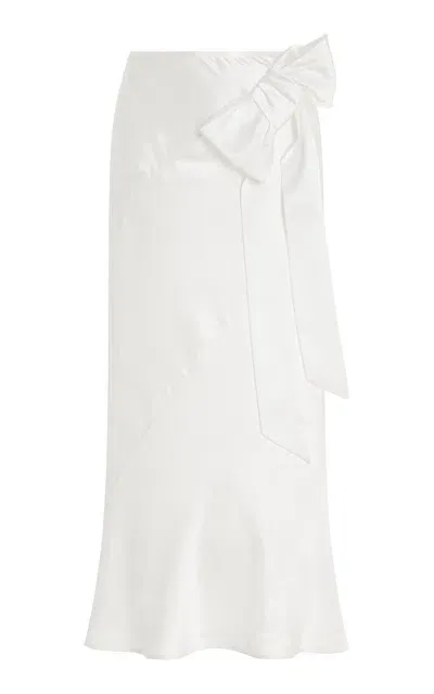 Simone Rocha Spiral Bow-detailed Silk Midi Skirt In Ivory