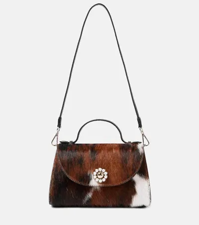 Simone Rocha Valentine Calf Hair Shoulder Bag In Brown