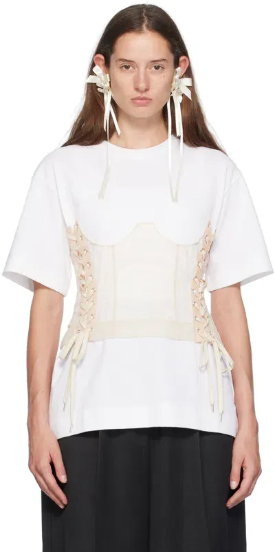 Simone Rocha White Corset Panel Boxy T-shirt In White/nude