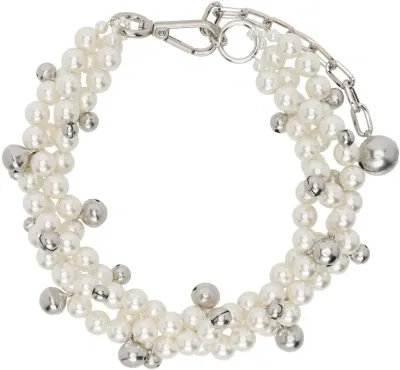 Simone Rocha White Twisted Bell Charm & Pearl Necklace