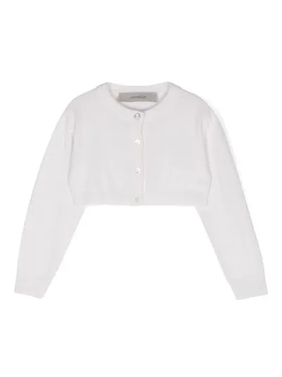 Simonetta Kids' Cropped Cashmere Cardigan In White