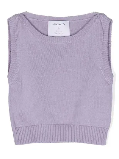 Simonetta Kids' Fine Knit Sleeveless Vest In Violett