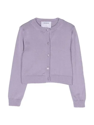 Simonetta Kids' Purple Cardigan For Girl In Violet