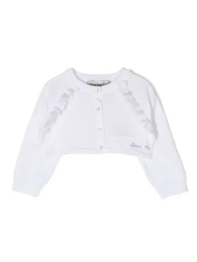 Simonetta Ruffled Cotton Cardigan In Weiss