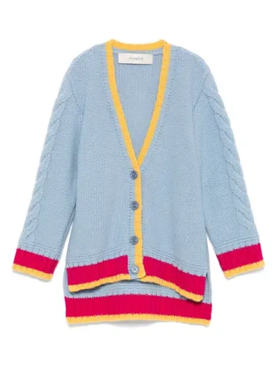 Simonetta Kids' Stripe-embellished Cardigan In Blue