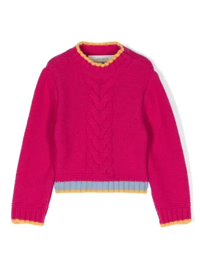 Simonetta Kids' Stripe-trim Sweater In Pink