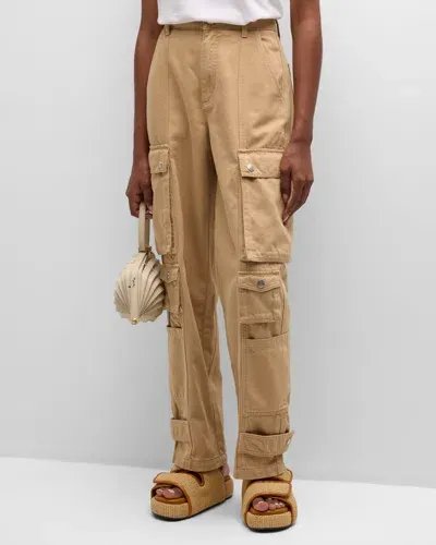 Simonmiller Campo Snap-cuff Cotton Twill Cargo Pants In Khaki