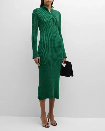 Simonmiller Zumi Textured Knit Long-sleeve Midi Dress In Gummy Green