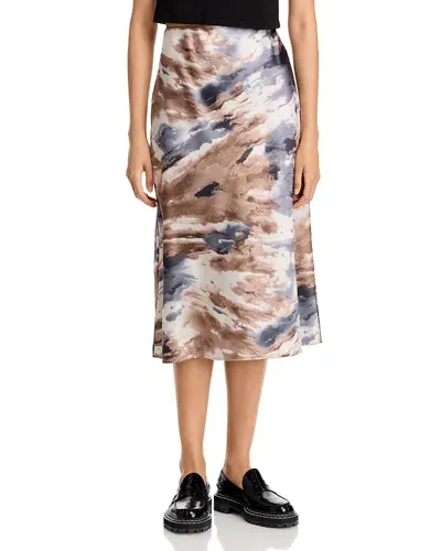 Single Thread Printed Midi Skirt In Nougat