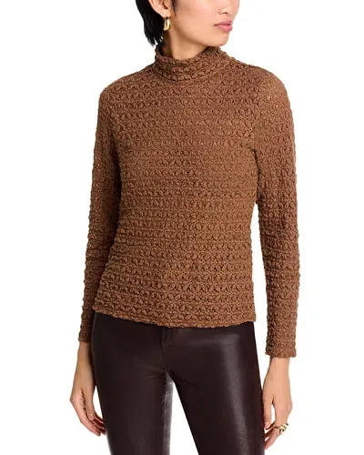 Single Thread Textured Lace Turtleneck In Cathy Brown