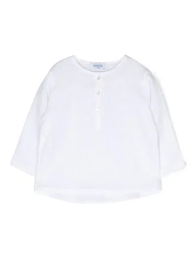 Siola Button Fly Long-sleeve Top In White